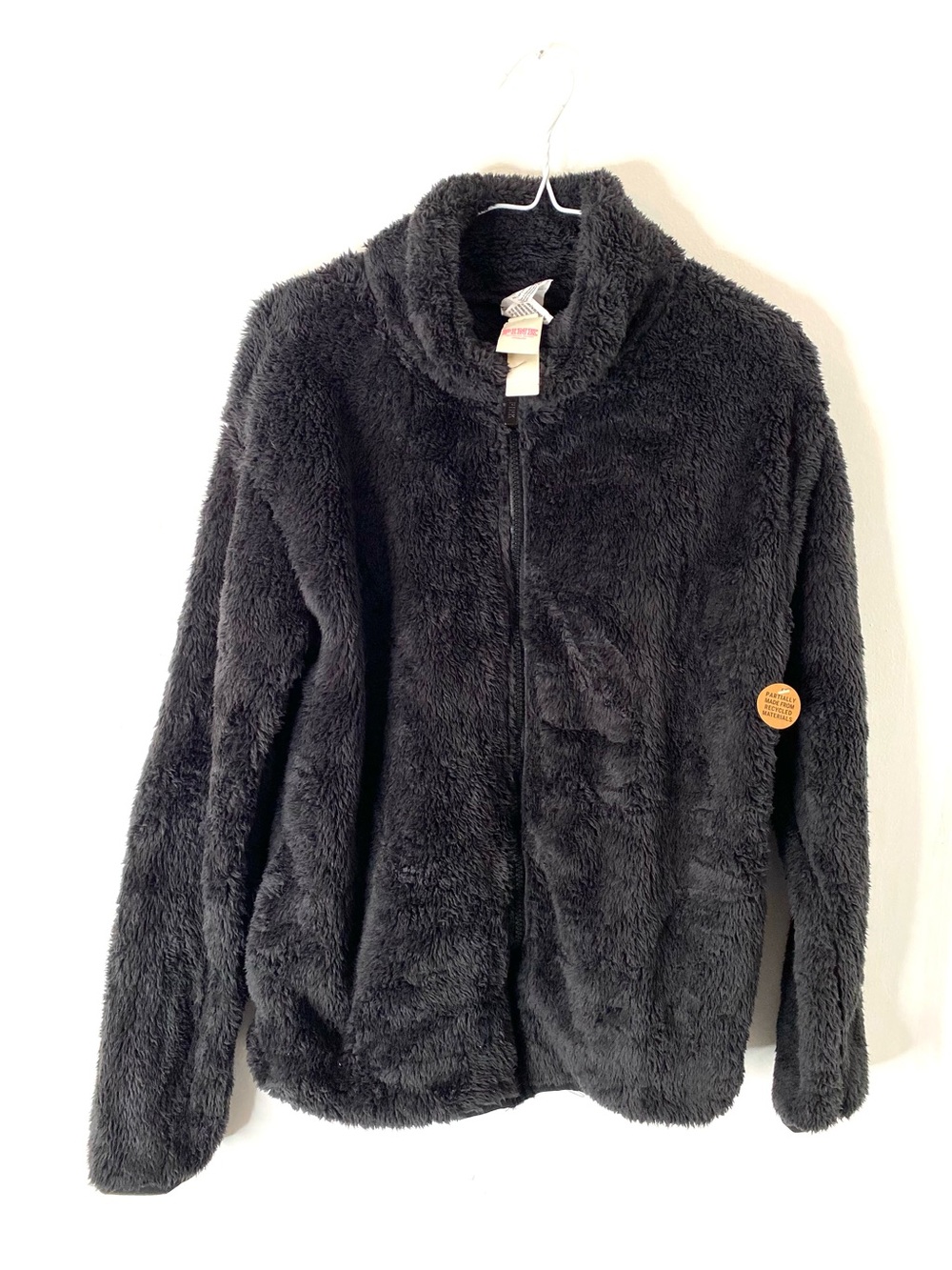 PINK Victoria’s Secret Black Sherpa Fleece Full Zip Jacket NWT Pockets